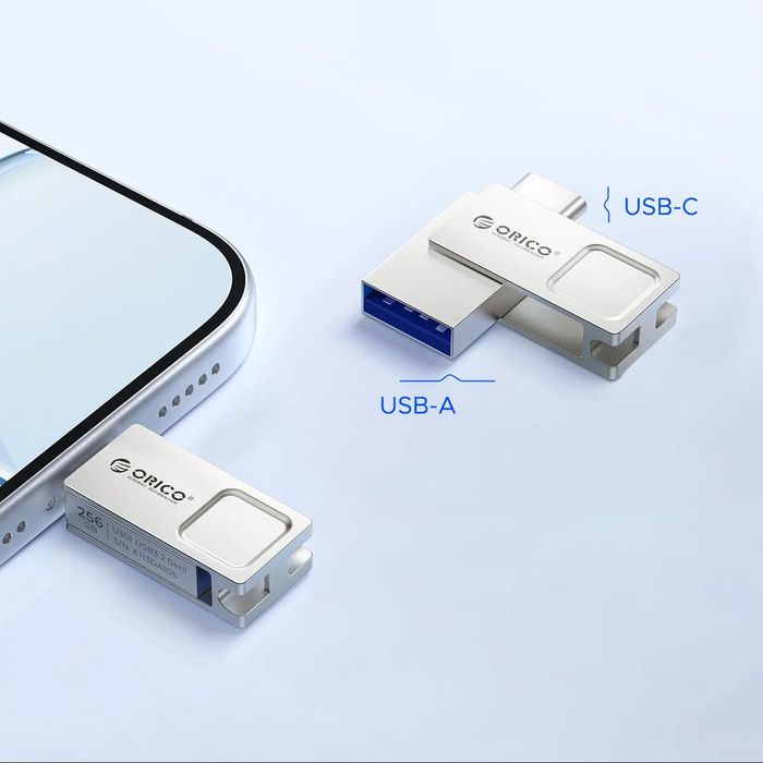 Pendrive Orico U301 128GB USB-A USB-C USB 3.2 Gen 1 - srebrny