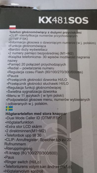Telefon dla seniora Kx481 SOS z pilotem