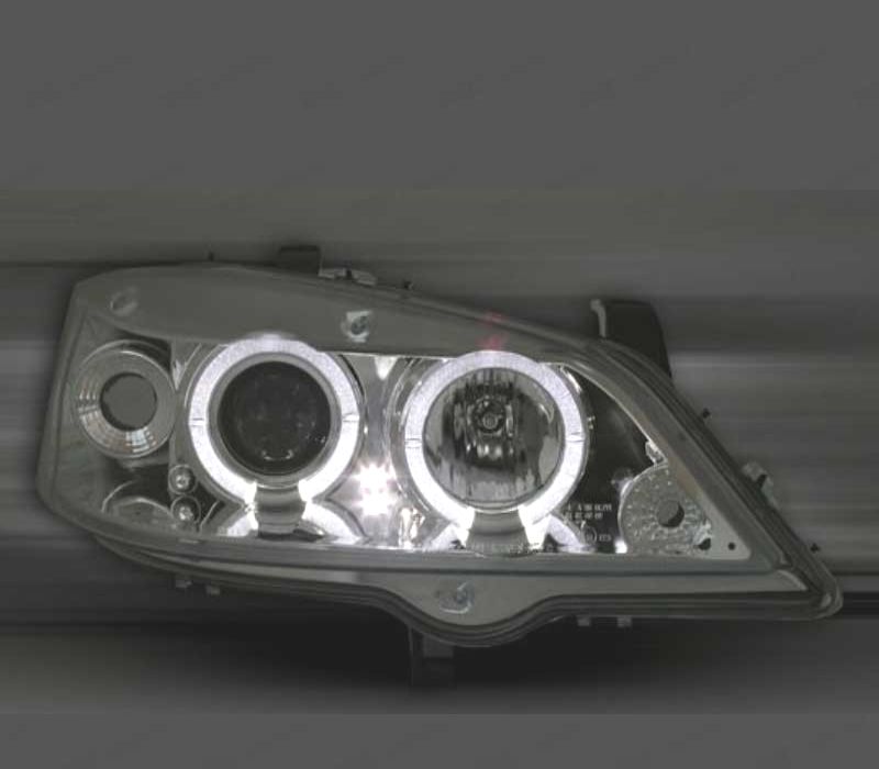 FARÓIS FRONTAIS ANGEL EYES CCFL OPEL ASTRA G 97-04 FUNDO CROMADO