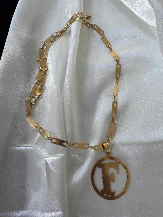 Corrente com Pingente Letra "F" – Ouro 18k Maciço (20.8g)