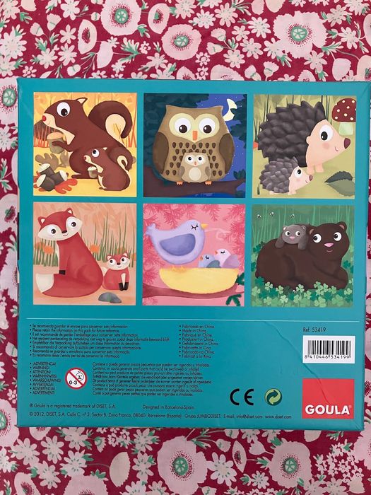 Puzzle infantil de 9 cubos famílias de animais