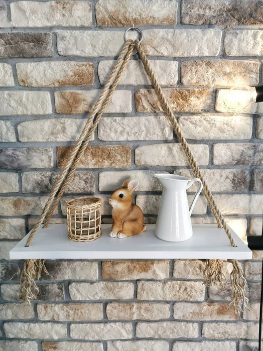 Handmade półki na jutowych sznurach dekoracyjne 2 sztuki