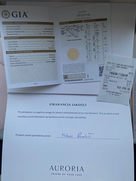 Pierścionek zaręczynowy z diamentem 0,30ct - białe złoto