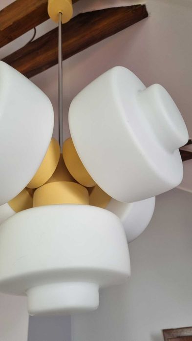 Lampa wisząca Space Age szkło opalowe J. Hůrka, Napako Czechosłowacja