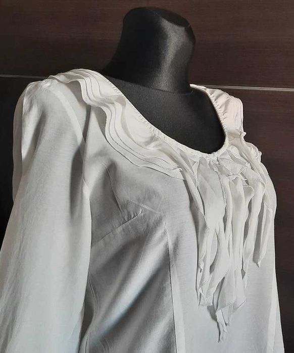 Image Jedwab Bawełna piękna boho koszula bluzka krem L