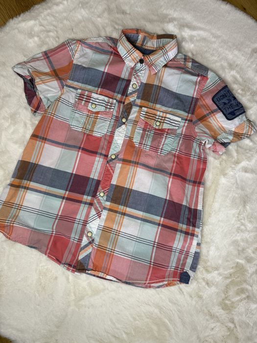 Elegancka koszula w kratke dla chłopca dla nastolatka czerwona kolorow