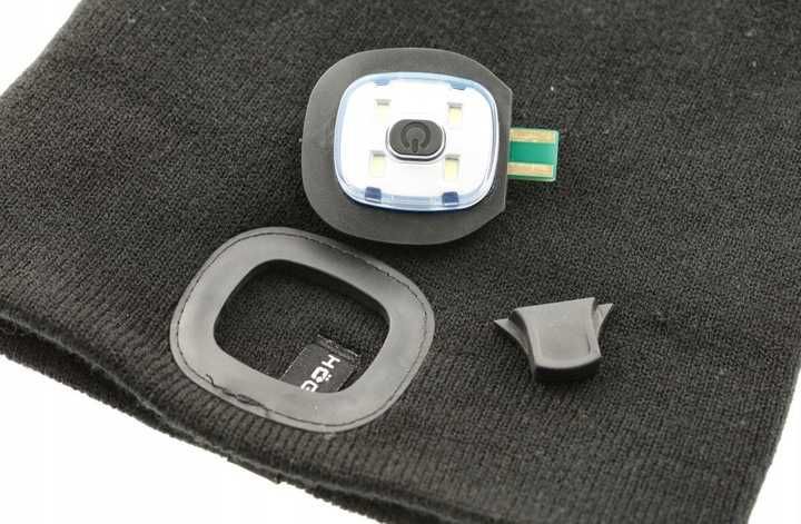 Czapka Zimowa z latarką LED Ładowana USB Ciepła Akrylowa Czarna męska