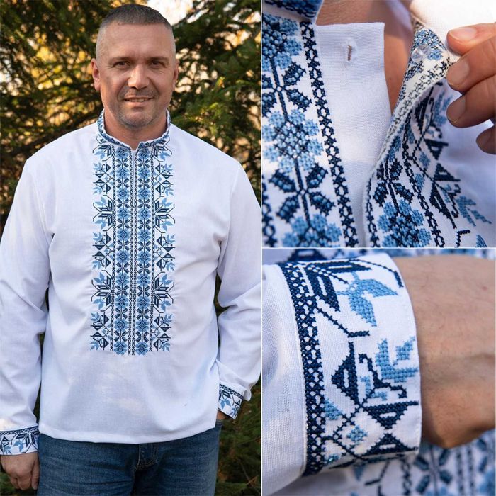 Чоловіча вишита сорочка вишиванка українська лляна з довгим рукавом
