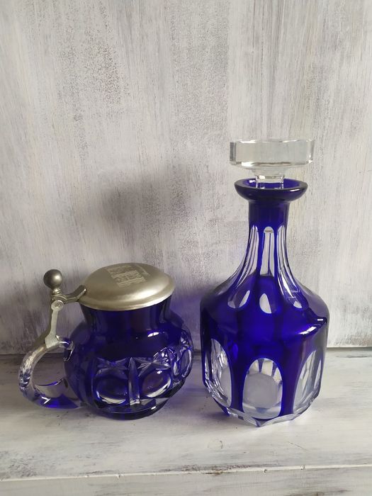 Karafka kryształowa i kufel