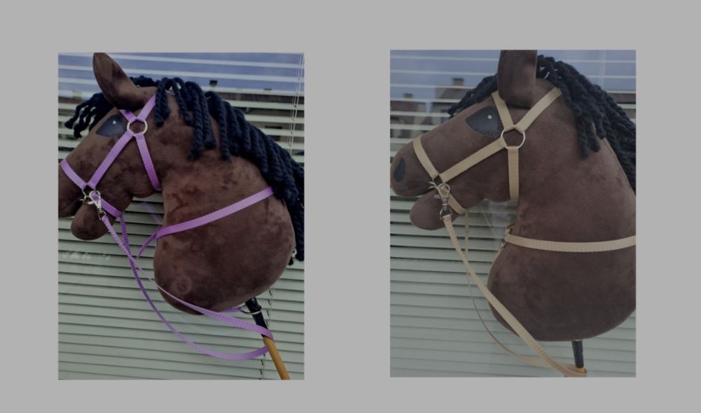 Zestaw ogłowie uprząż uzda dla hobby horse a3 z napierśnikami