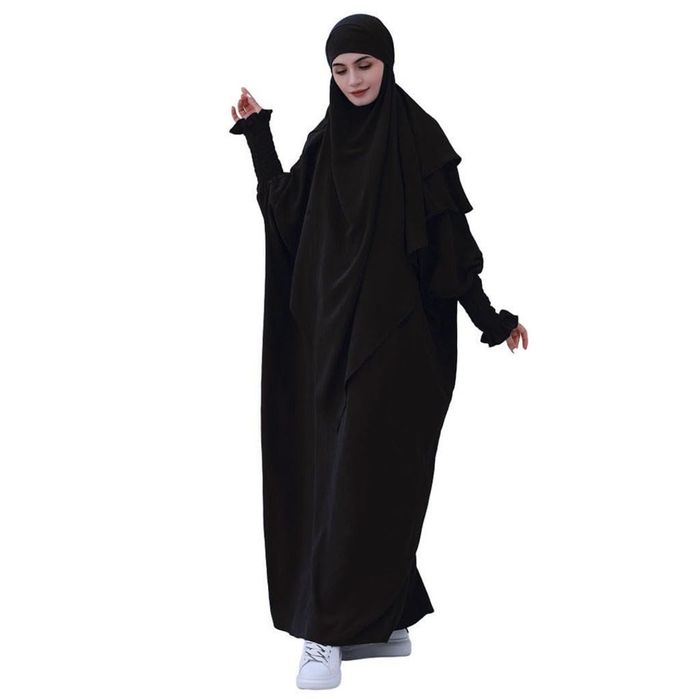 Nowy Jilbab Jednoczęściowy Sukienka Modlitewna z Khimarem Abaya Czarna