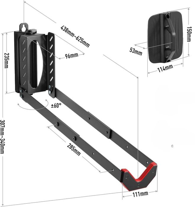 Uchwyt ścienny na rower obrotowy 4 szt. 35 kg