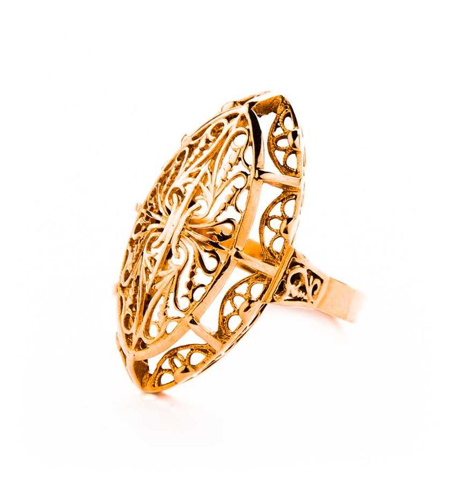 Złoty Pierścionek - Pestka Pająk - 6,52g - WARMET B-623 - PRL VINTAGE