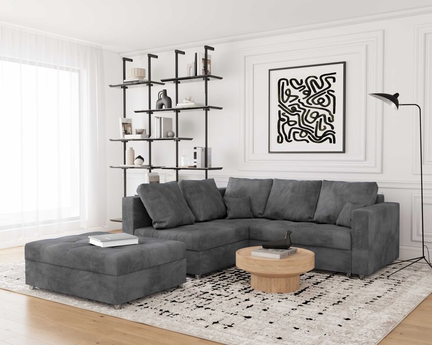 NAROŻNIK MINI PRINCE+duża pufa ,Rozkładany +pojemnik ,PRÓBNIKI GRATIS!