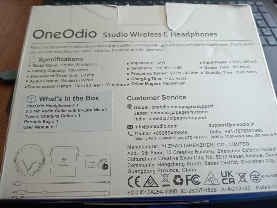 OneOdio Studio C Wireless (Y80B) - 110h de Bateria - Full Set