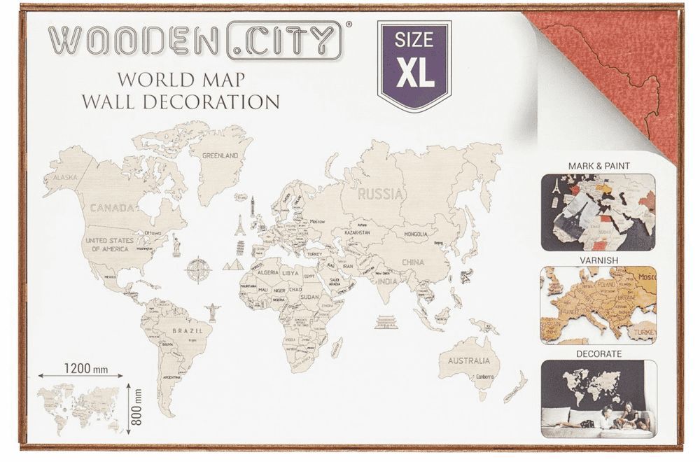 Mapa świata XL, kolor coral. Nowy Produkt