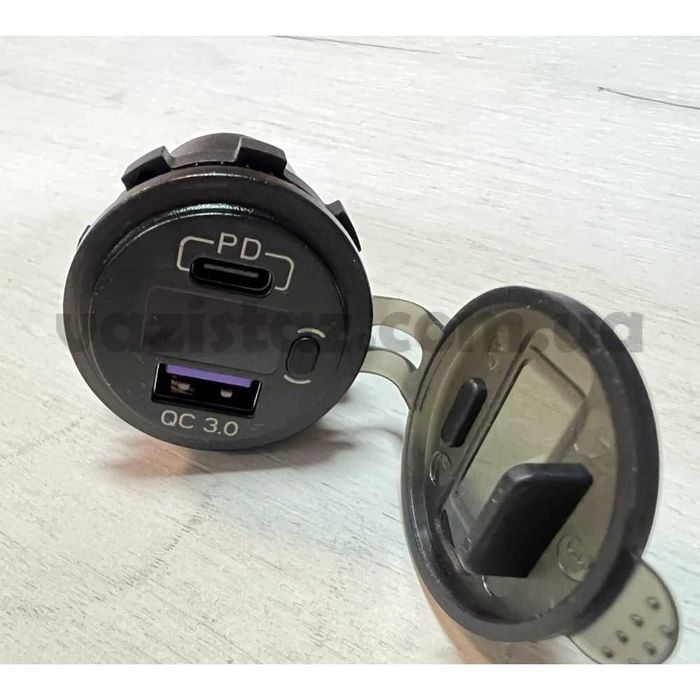 USB розетка + вольтметр QC 3.0USB + PD Type-C 12В-24В быстрая зарядка