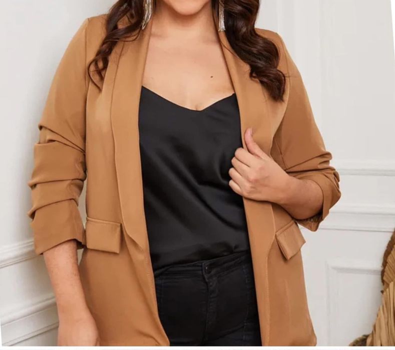Marynarka plus size karmelowa camel Biust do 140
