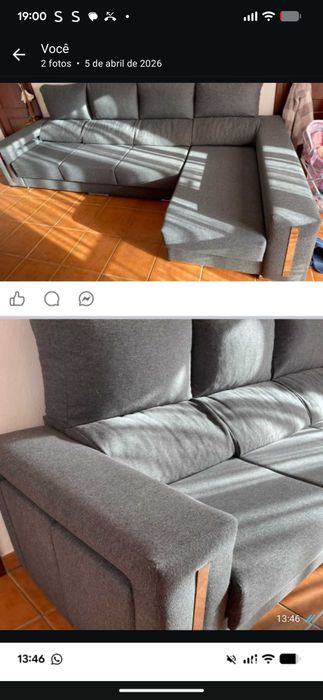 Sofá chaise long com arrumação