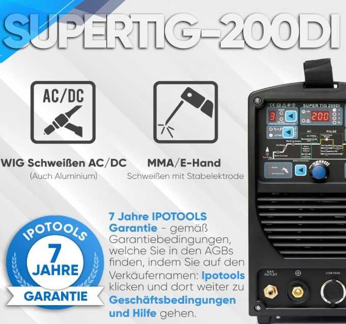 Spawarka TIG AC DC 200A Ipotools Supertig 200DI MMA
