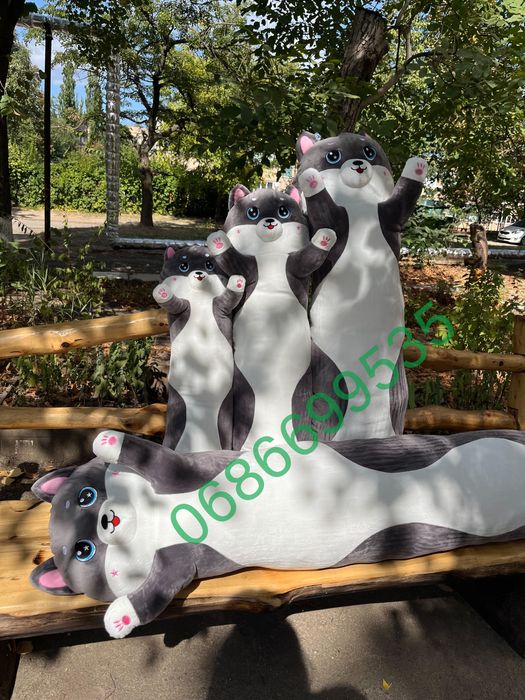 Чорний кіт батон 70,90,110,130 см ,чёрный кот батон,обнимашка,хаски