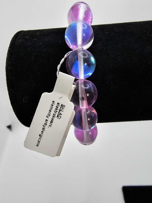 Bransoletka HANDMADE elektrokwarc, na gumce jubilerskiej.