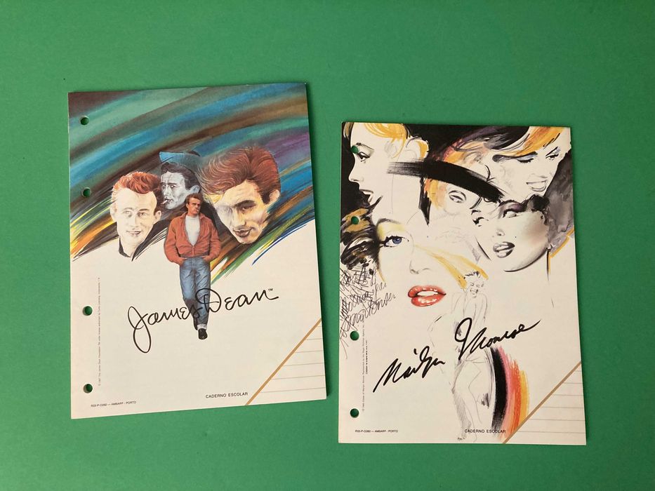 Lote 2 Recargas de Folhas James Dean & Marilyn Monroe Anos 80 Ambar