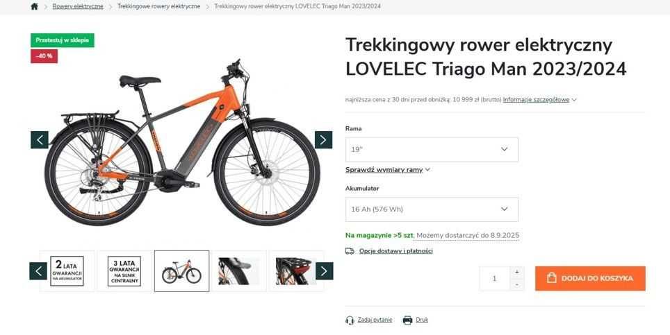 Rower elektryczny  Lovelec Triago man