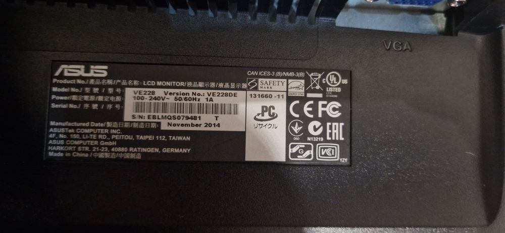 ASUS - VE228DE (21.5Pol / LED / 1920x1080p / 5ms)64550780675587123