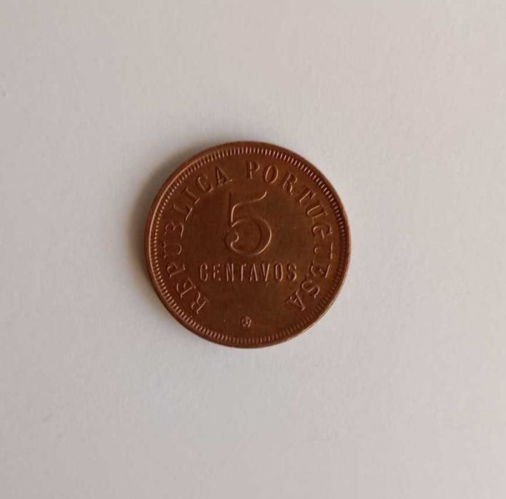 Moeda 5 Centavos 1924 Angola - SOBERBA - ESCASSA Nestes Estado