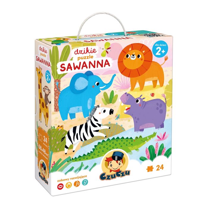 Puzzle Dzikie Zwierzęta Sawanna 24 Elementy Edukacyjne Dla Dzieci Poznawcze CzuCzu