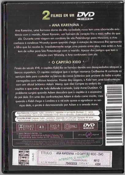 Julien Duvivier. Ana Karenina / Rowland V. Lee. O Capitão Kidd.