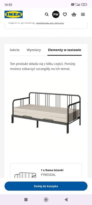 Łóżko Ikea Fyresdal+ 2 materace