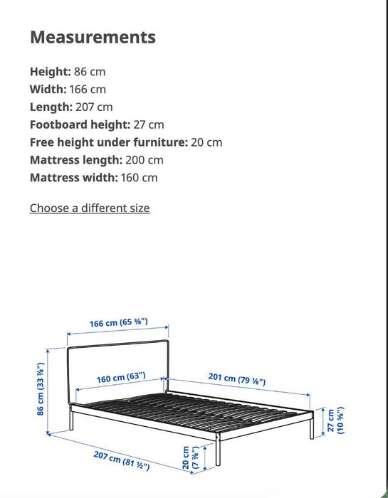 Cama de casal IKEA 160x200 + colchão Bultex | Conjunto completo