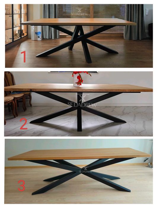 Stoły stoliki drewniane dębowe loft blat lity z dostawkami na wymiar