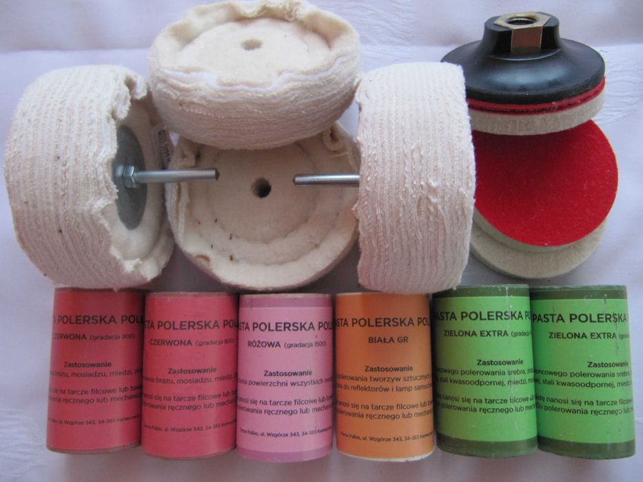zestaw polerski (tarcze, filc, różne pasty) - nowe