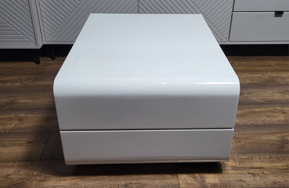 Stolik kawowy obrotowy biały połysk Agata Meble