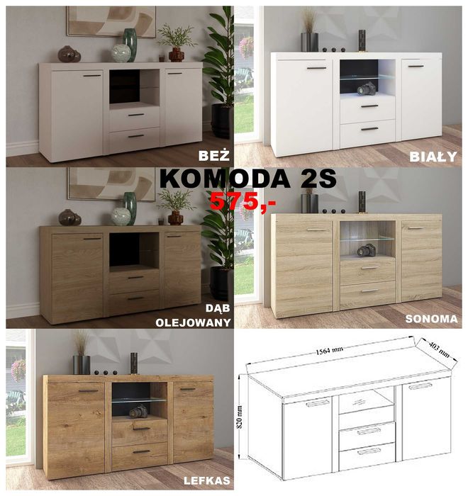 Duża meblościanka z szafą i ławą