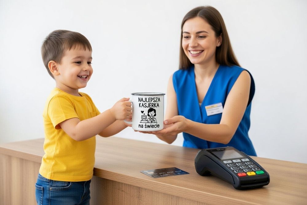 Kubek dla kasjerki smieszny prezent kubek ceramiczny