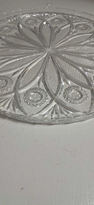 Duża Patera taca Talerz kryształowy Kryształy Stare Tortownica Antyki