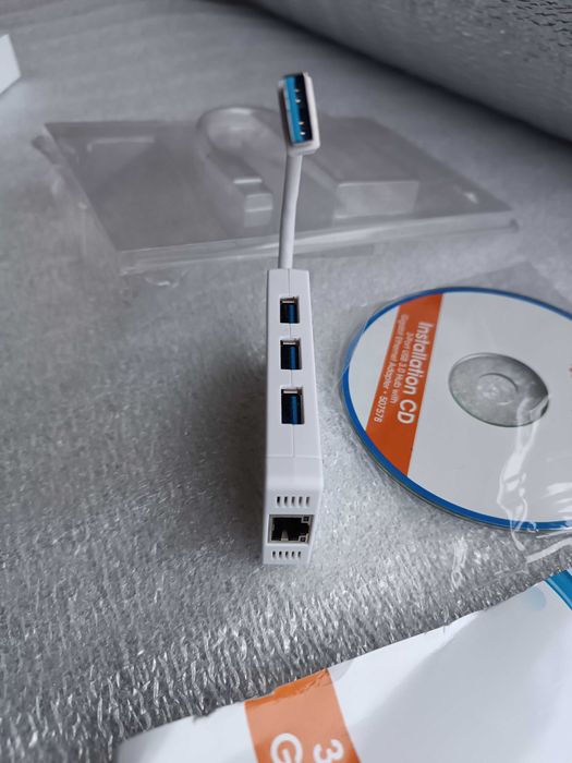 Новый USB-хаб Manhattan 3 порти USB 3.0 RJ45 Gigabit Ethernet (507578)