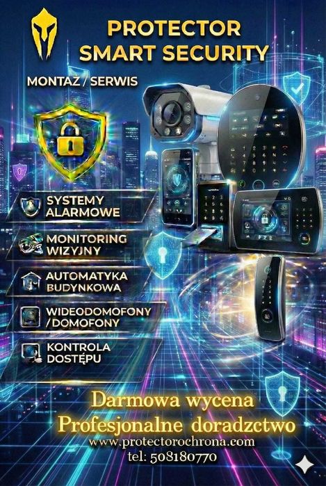 Montaż kamer cctv, systemów alarmowych, wideodomofonów, smart dom.