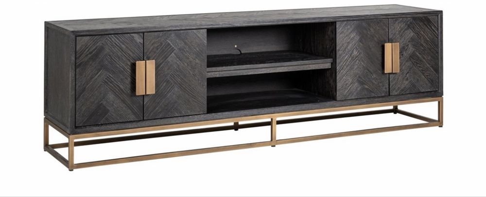 Szafka RTV  Blackbone Brass złoto/czarny Richmond Interiors