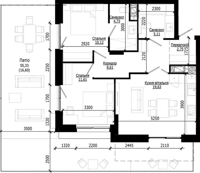 2-rooms apartment apartment by the address (area 79,2 m²) - Atlanta.ua - photo 3