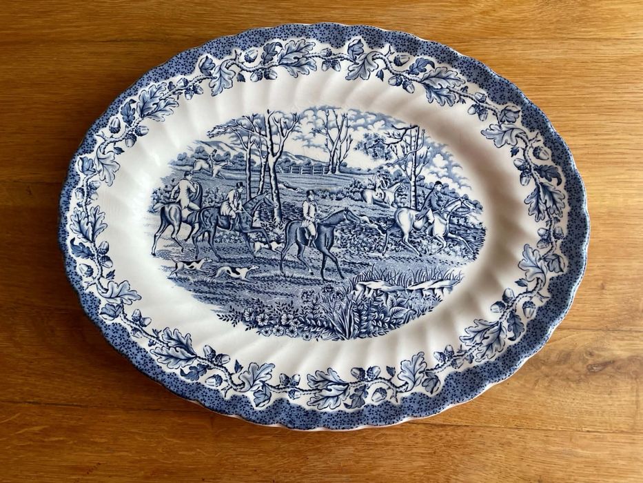 Półmisek talerz do serwowania angielska  niebieska porcelana