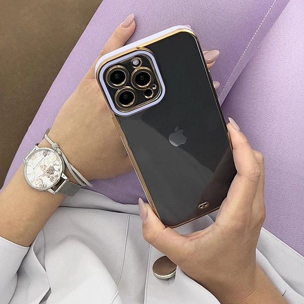 Fashion Case etui do iPhone 12 Pro Max żelowy pokrowiec ze złotą ramką