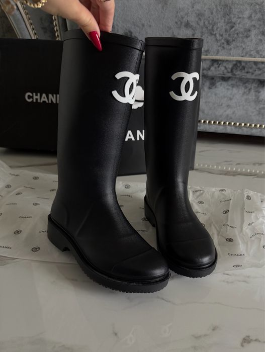 Черные Резиновые сапоги Chanel 36, 37, 38, 39, 40