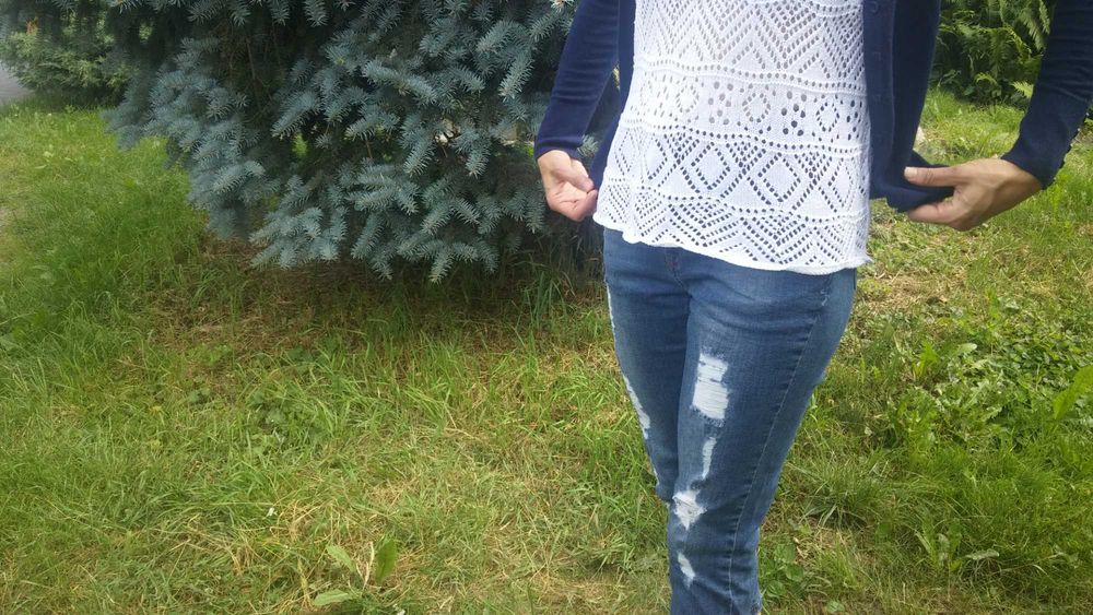spodnie dżinsowe z elastyczną nicią wygodne rozmiar 38