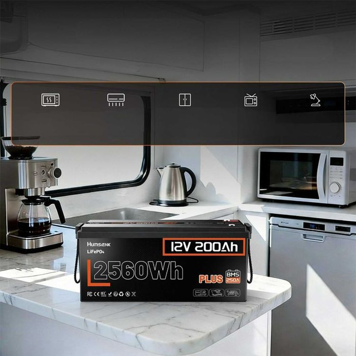 LiFePo4 Smart акумулятор Humsienk 200Ah 12V. BMS - 250A. Літій залізофосфатний акумулятор 2560Wh. Железофосфатный аккумулятор