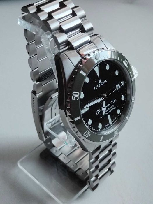 Акція!Новий Edox Skydiver 70s Black Dial Automatic Divers 801153VMNN 80115 3VM NN